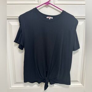Sundry Black Tie Front Short Sleeve T-Shirt